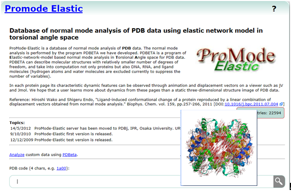 ProMode Elastic a database of normal mode analysis of PDB data