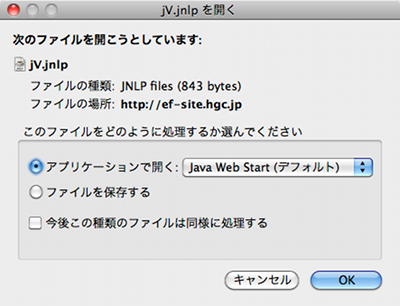 ダウンロード確認ダイアログ（Mac OS X 10.6）